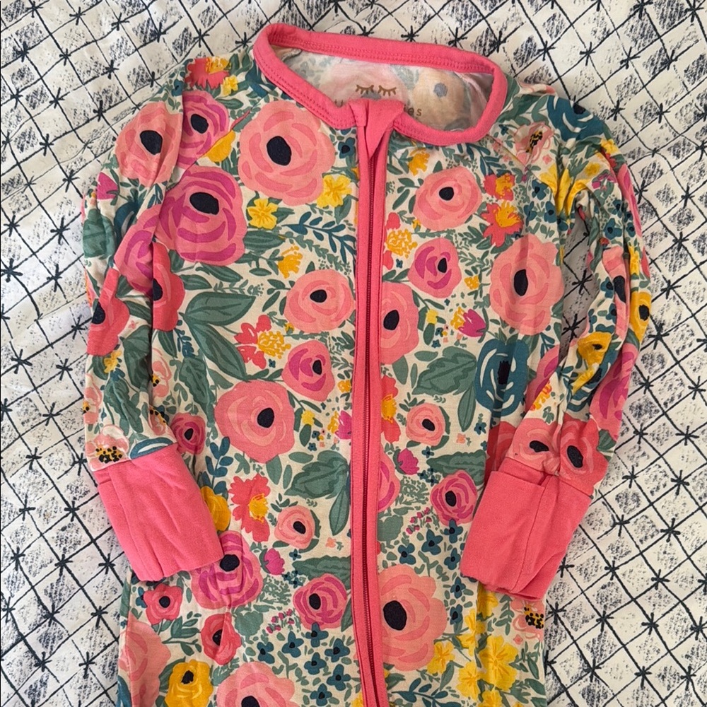 Little Sleepies Floral Footies - Pink and Green